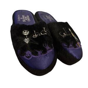 Women XL 11 12 Tim Burton's Nightmare Before Christmas Jack Sally Slippers Black